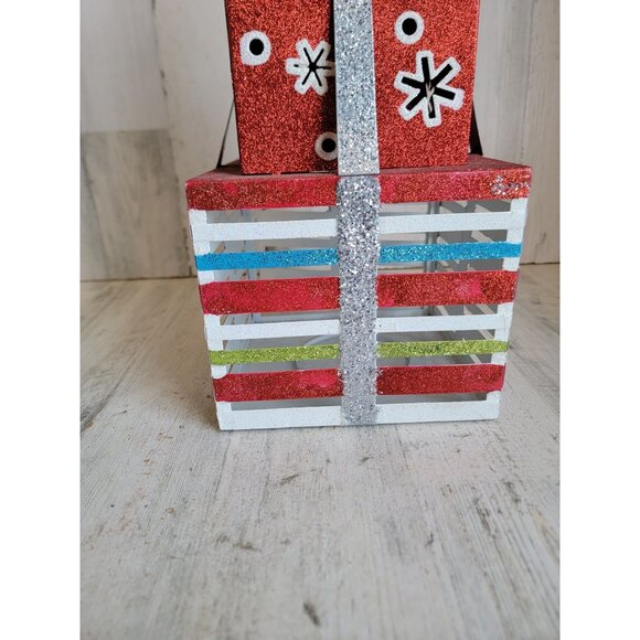 Large metal present candle holder‎ glitter Xmas home decor - Picture 3 of 12